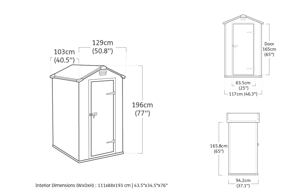 4x3ft Outdoor Garden Storage Shed with Weatherproof Design & Ventilation