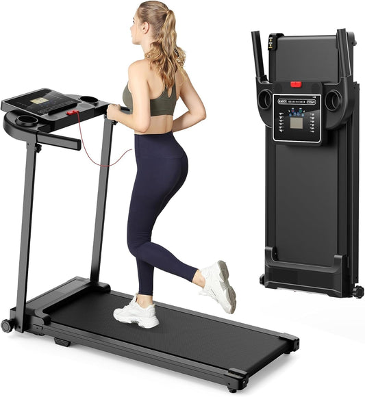 Foldable Walking Pad Treadmill with Handle, LCD Display & Compact Design