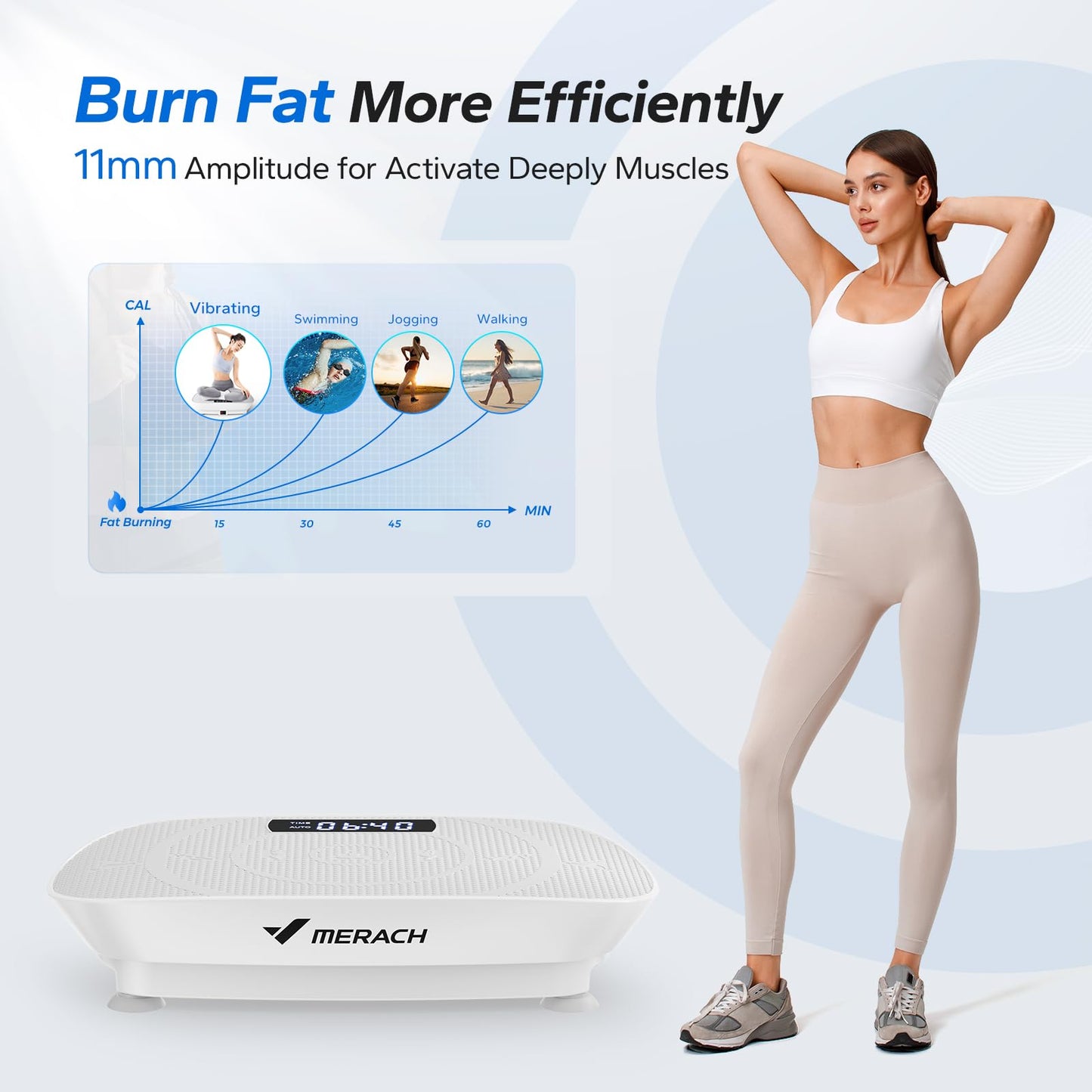 Whole Body Vibration Plate Exercise Machine with Bluetooth & Speed Control