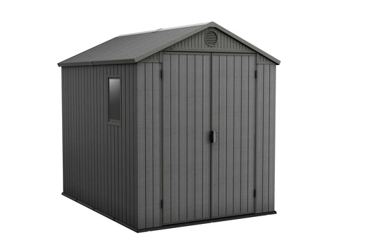 6x8ft Outdoor Garden Storage Shed with Double Doors, Window & Ventilation