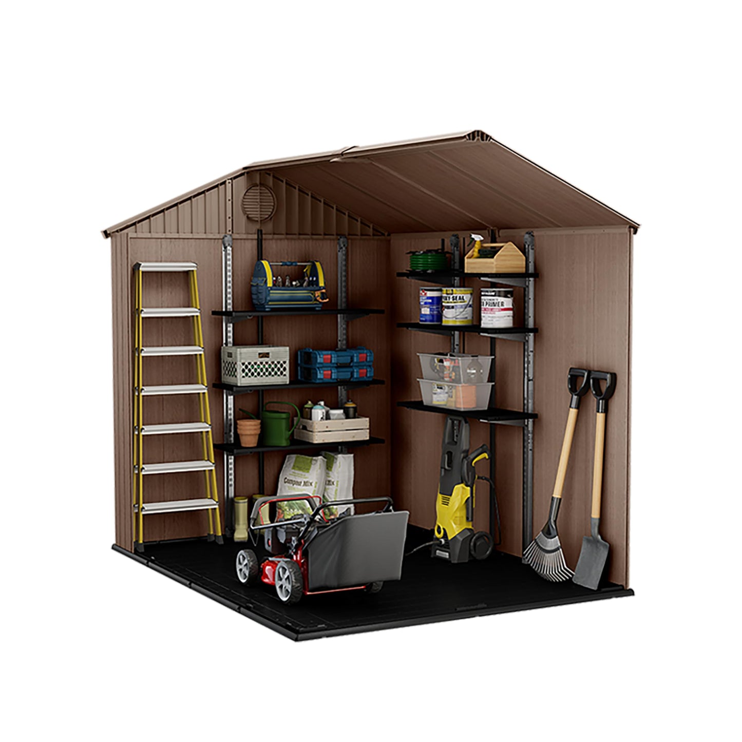 6x8ft Outdoor Garden Storage Shed with Double Doors & Weatherproof Design