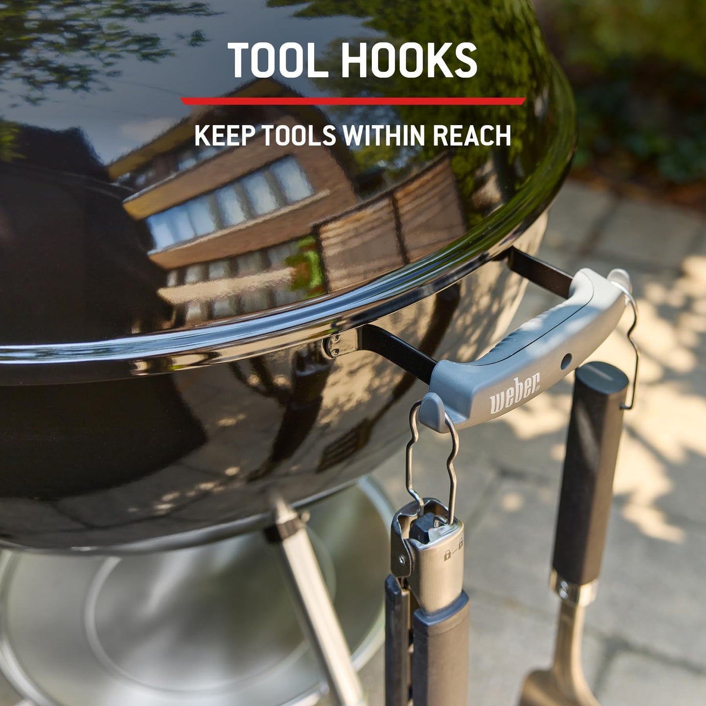 47cm Charcoal Kettle BBQ Grill with Lid Thermometer & One-Touch Cleaning System