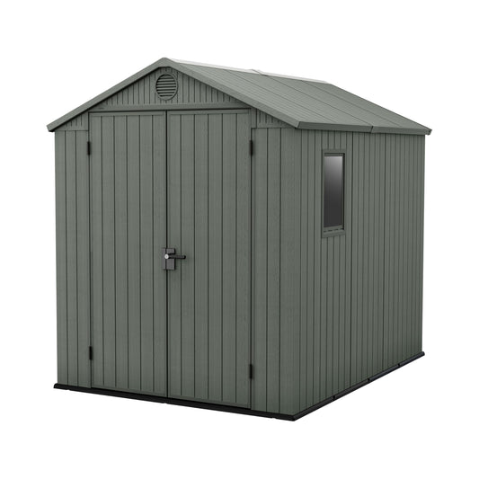 6x8ft Outdoor Garden Storage Shed with Double Doors & Wood-Effect Finish