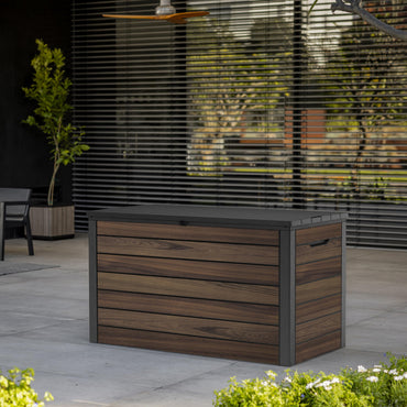 575L Outdoor Garden Storage Box with Lockable Lid & Extra Seating