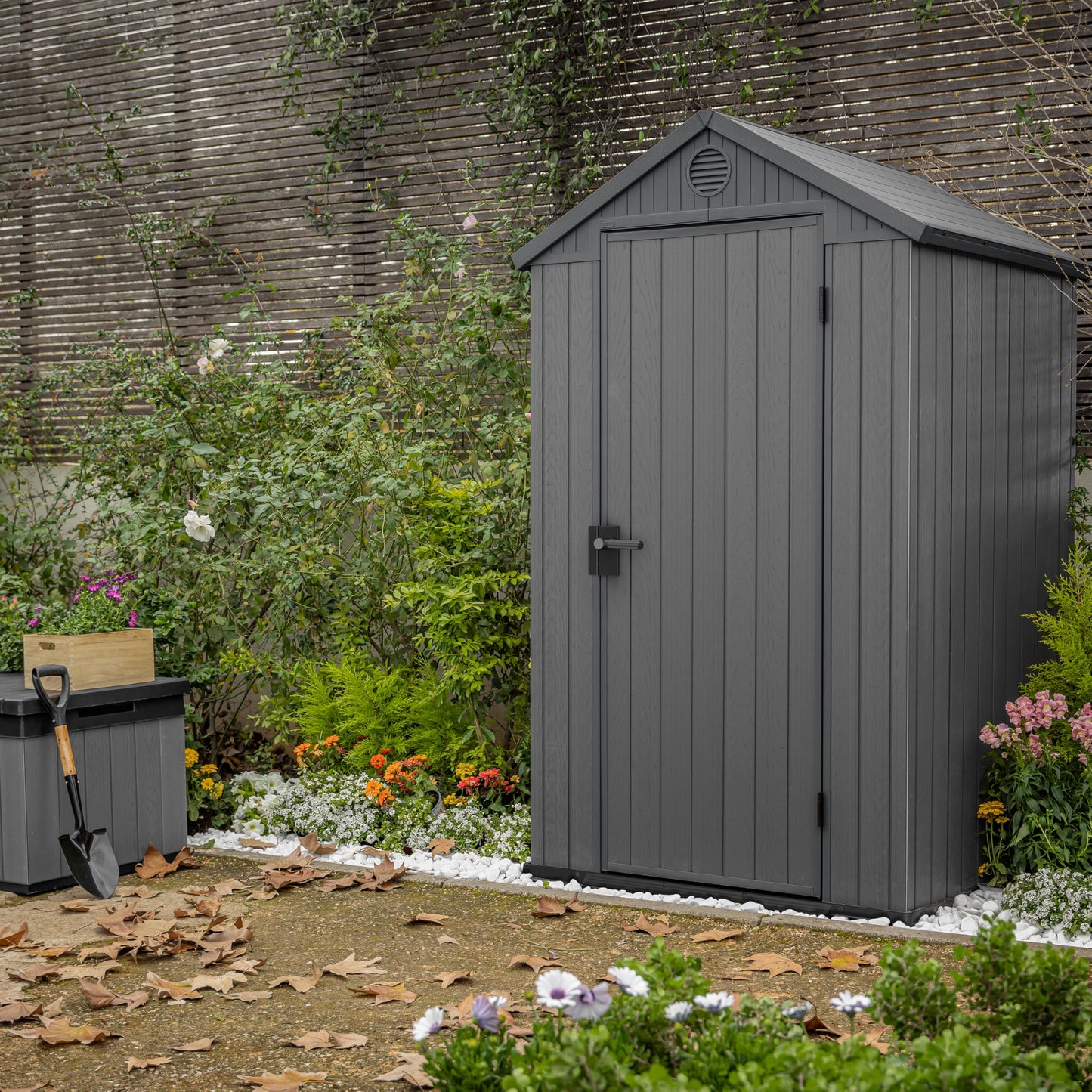 4x4ft Outdoor Garden Storage Shed with Window, Ventilation & Weatherproof Design