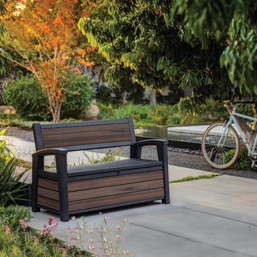 227L Outdoor Garden Storage Bench with Hidden Storage & 2 Person Seating